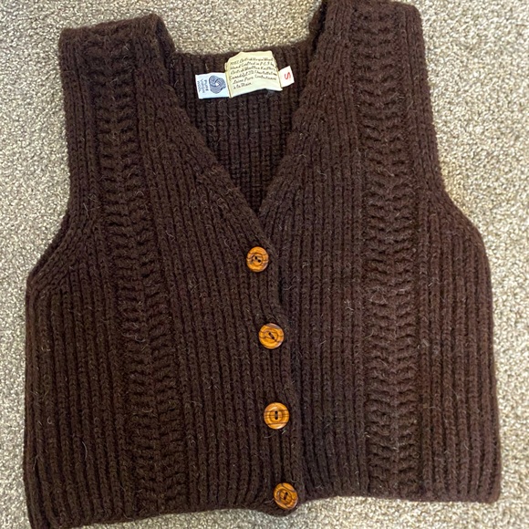 Vintage Sweaters - Vintage Canadian 100% Wool Knit Waistcoat Vest Size Small